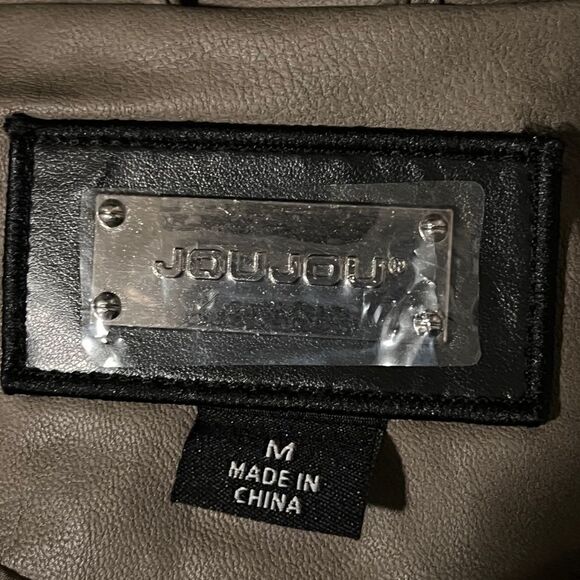 Jou Jou Juniors Faux-Leather Jacket Portobello Gray Medium New - Picture 6 of 9